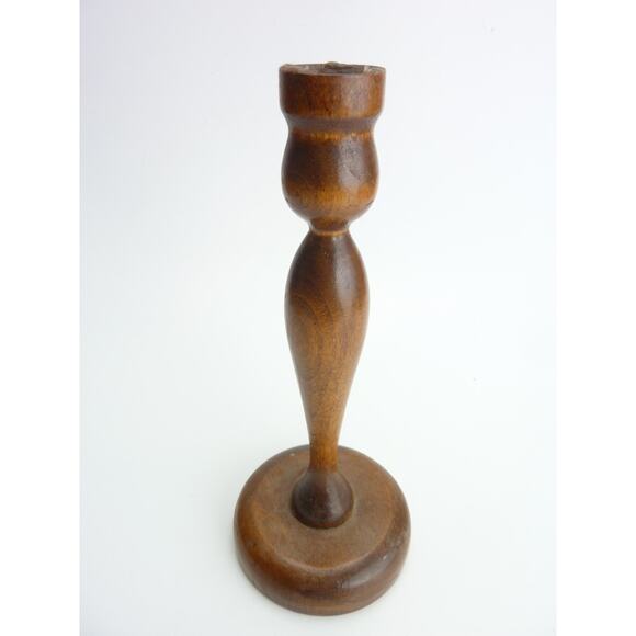 Vintage Mid Century Wood Turned Candle Holder - Picture 1 of 5
